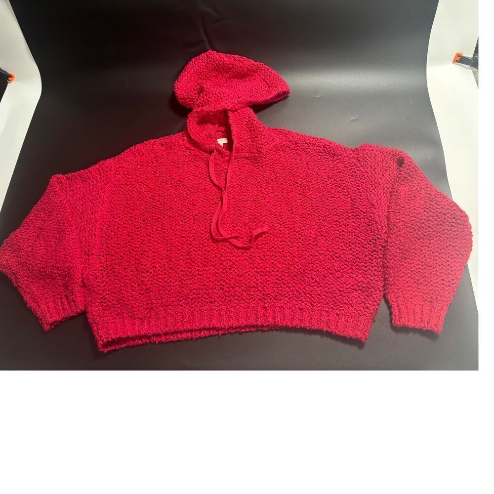 Pilcro Anthropologie Sailcloth Hooded Chunky Knit Sweater Red/Raspberry Medium